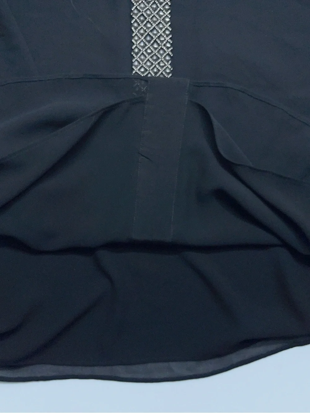 Tory Burch Silk Blouse Womens Size 10 Black Embellished Long Sleeve Front Lined